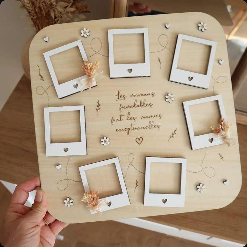 Cadre photos - Fête des mères, nounous ... texte et fleurs à personnaliser
