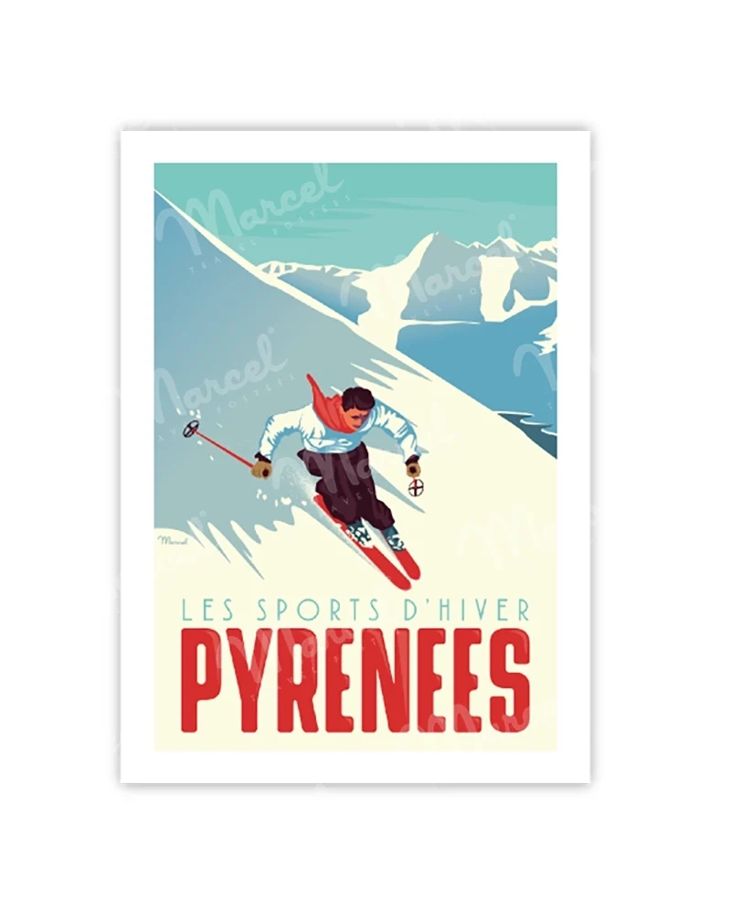 Carte Postale PYRÉNÉES "Le Skieur"