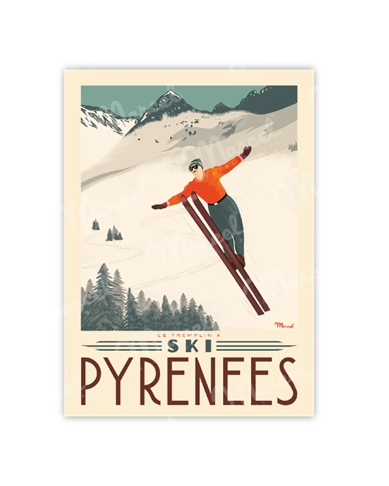 Carte Postale PYRÉNÉES "Tremplin à Ski"