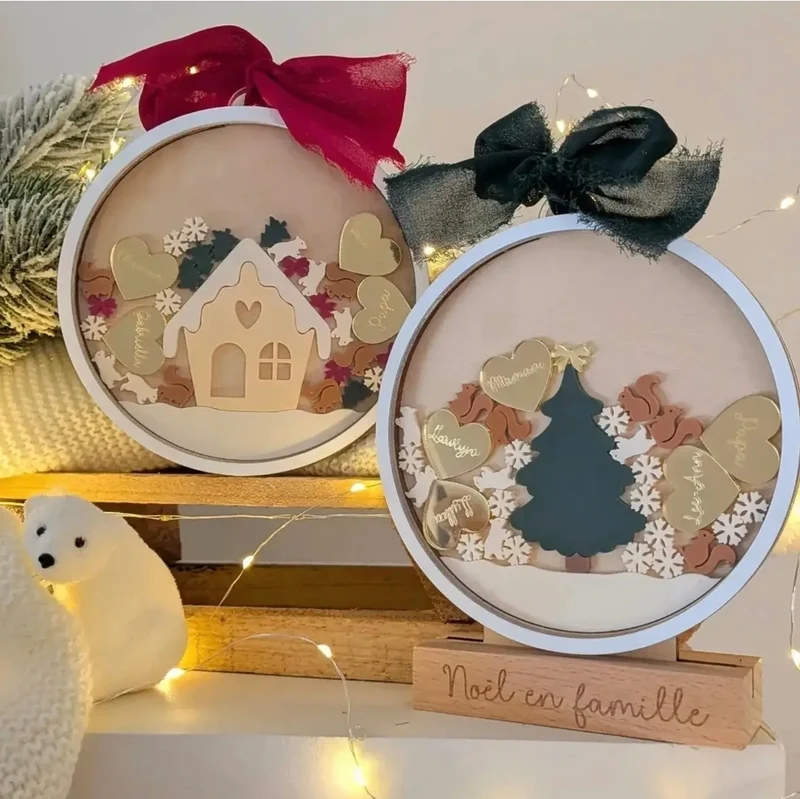 Bientôt de retour - Grande boule à neige "Chalet" - avec ou sans socle - ruban et confettis au choix - à partir de 36€