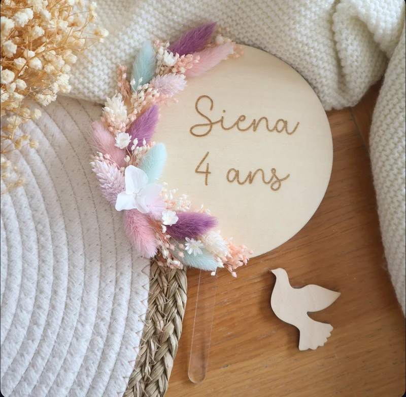 Cake-topper fleurs séchées - Sirène