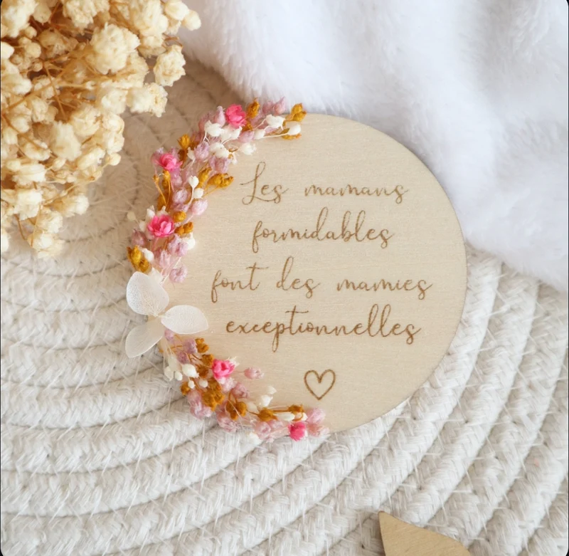 Grand magnet fleuri - Texte et couleurs au choix