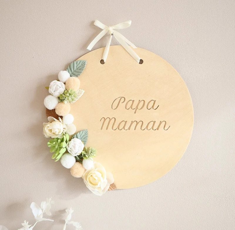 Plaque mariage - Porte-alliances - Fleurs artificielles