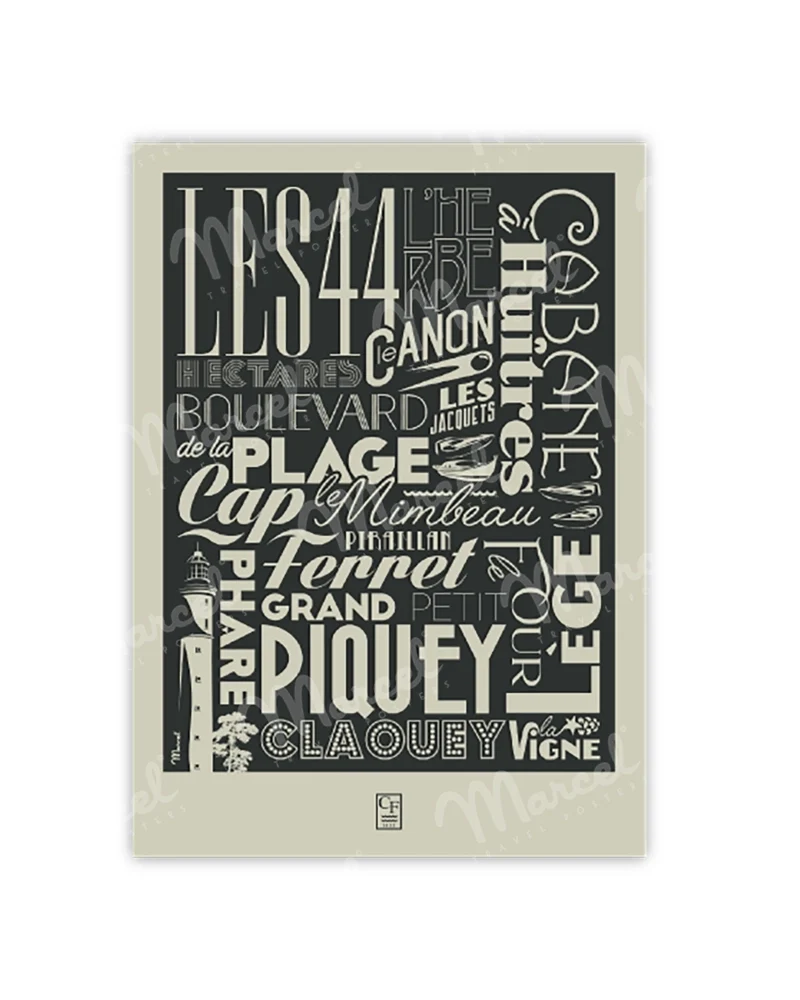 Carte Postale CAP FERRET "Typography"