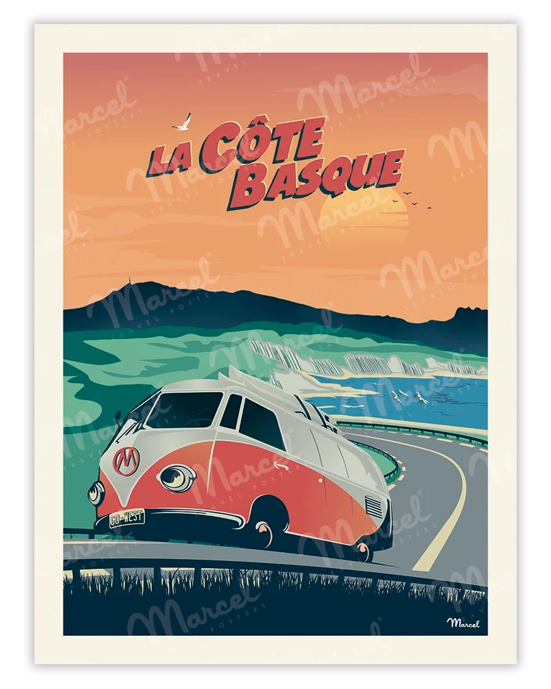 Affiche CÔTE BASQUE "La Corniche"