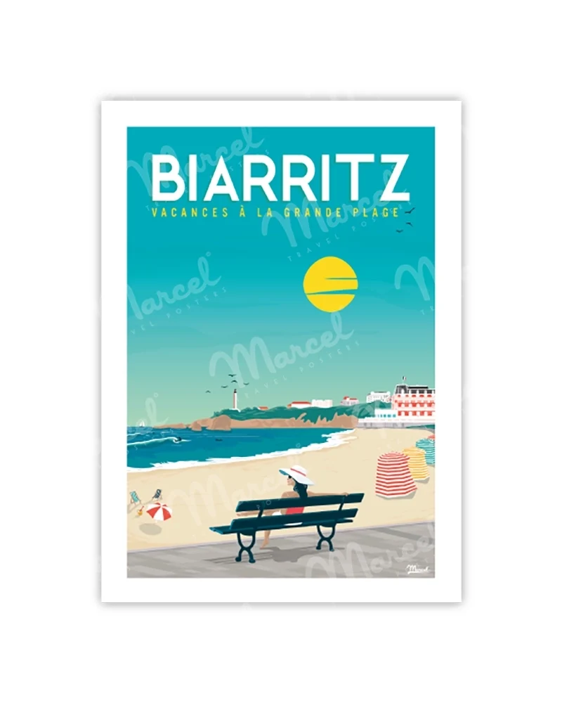 Carte Postale BIARRITZ "Vacances à la Grande plage"