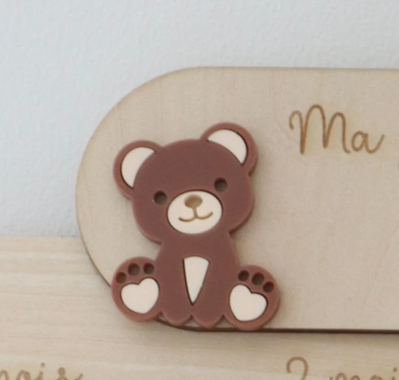 Cake-topper "Ourson et ballons - Version sans noeud disponible / couleurs au choix