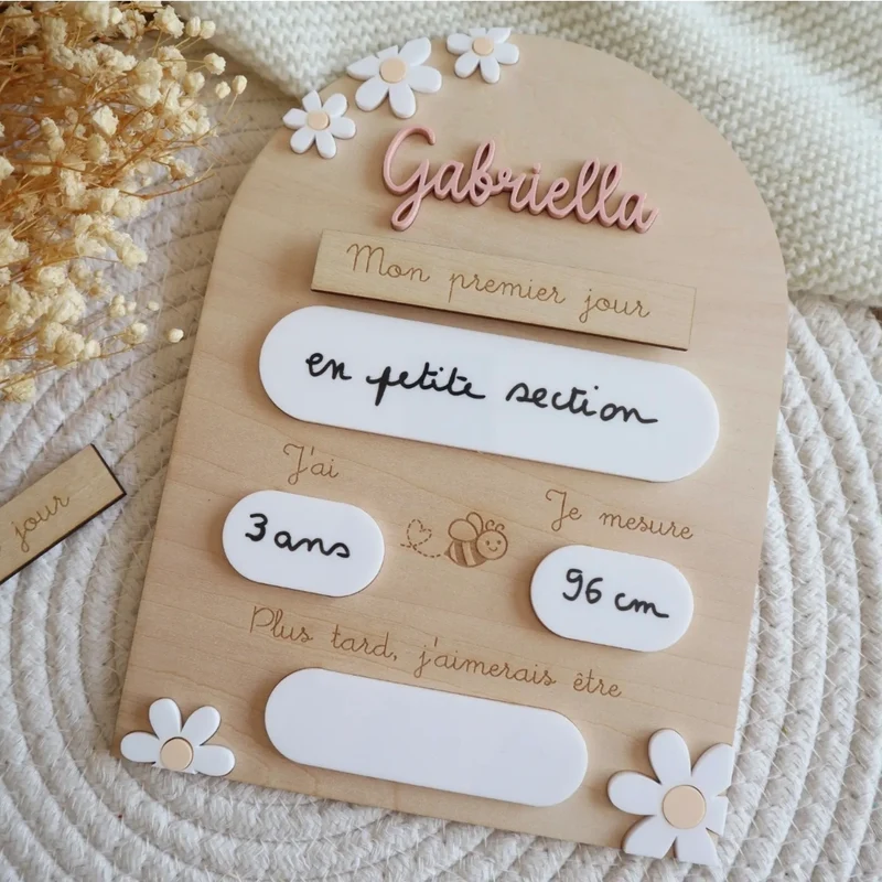 Pancarte rentrée scolaire - Version 2 - Modèle marguerites - Couleurs et animal au choix