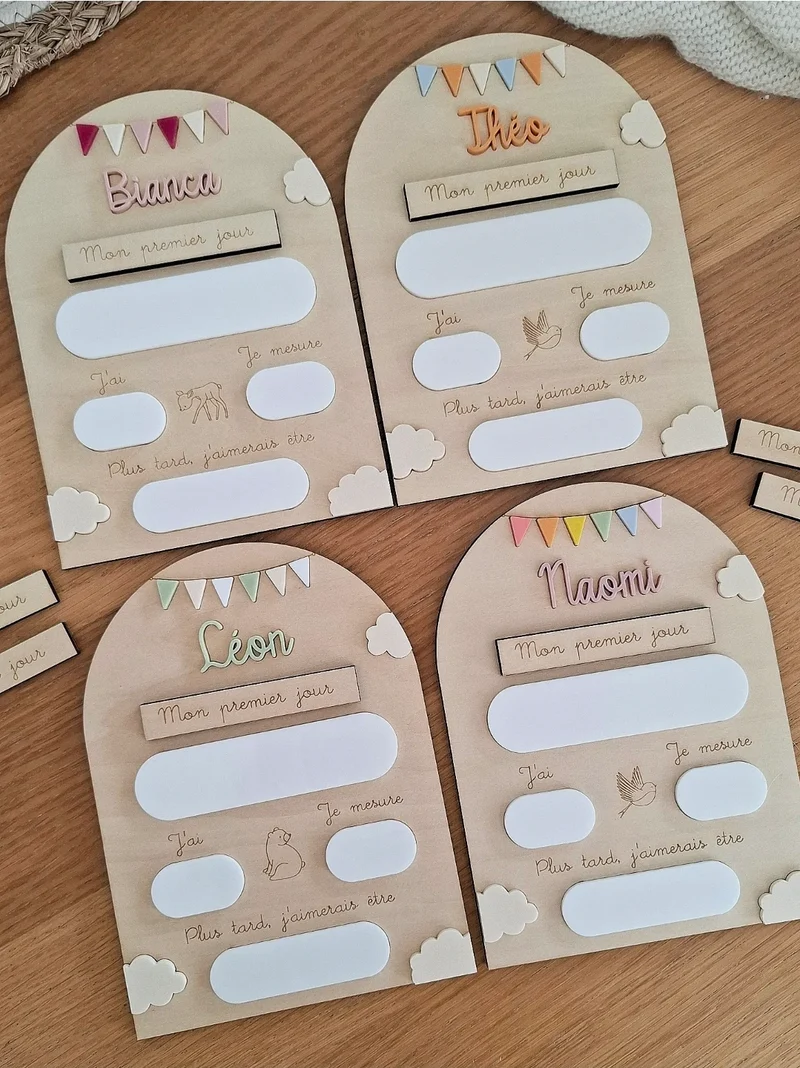 Pancarte rentrée scolaire - Version 2 - Modèle fanions - Couleurs et animal au choix