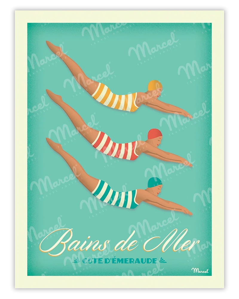 Affiche CÔTE D'ÉMERAUDE "Bains de Mer"