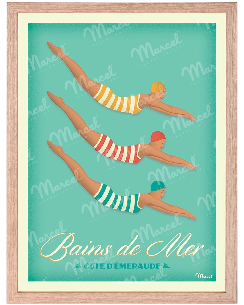Affiche CÔTE D'ÉMERAUDE "Bains de Mer"