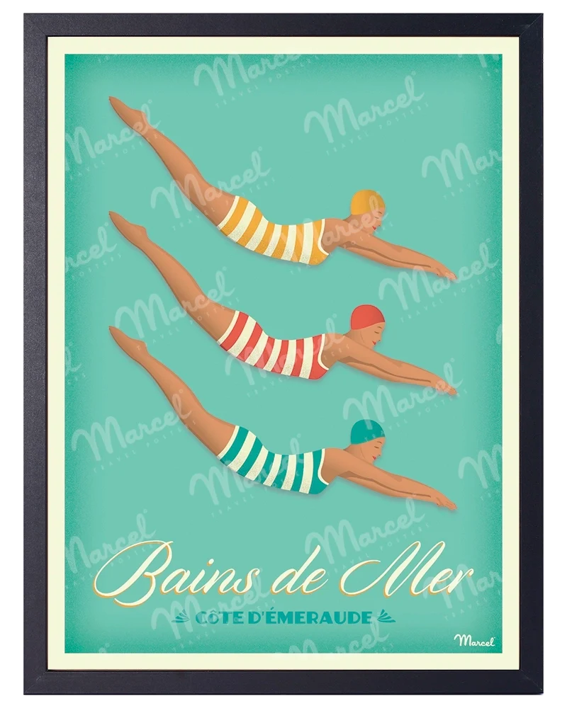 Affiche CÔTE D'ÉMERAUDE "Bains de Mer"