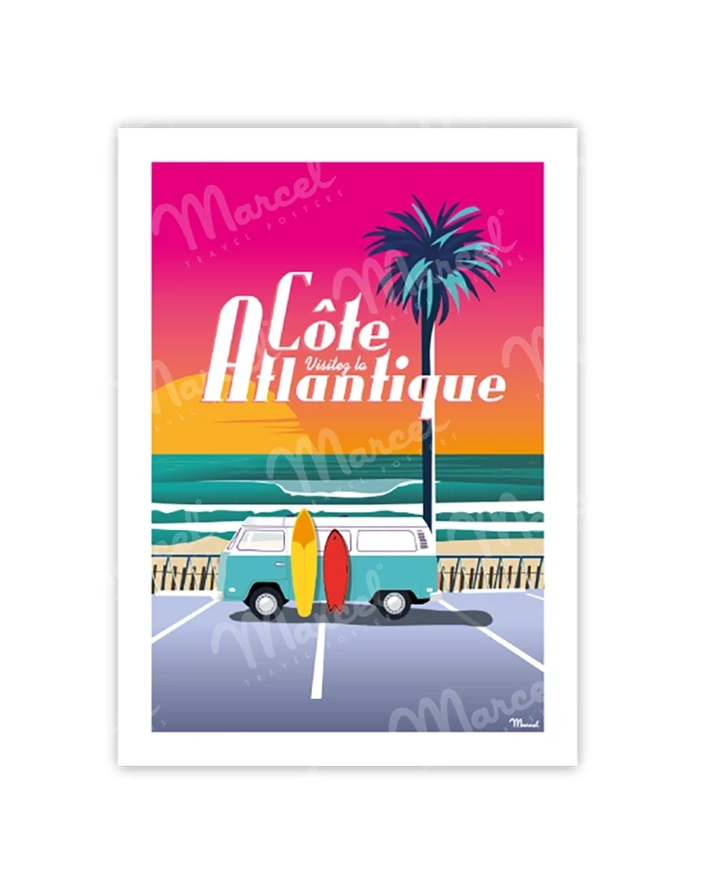 Carte Postale CÔTE ATLANTIQUE "Van Sunset"