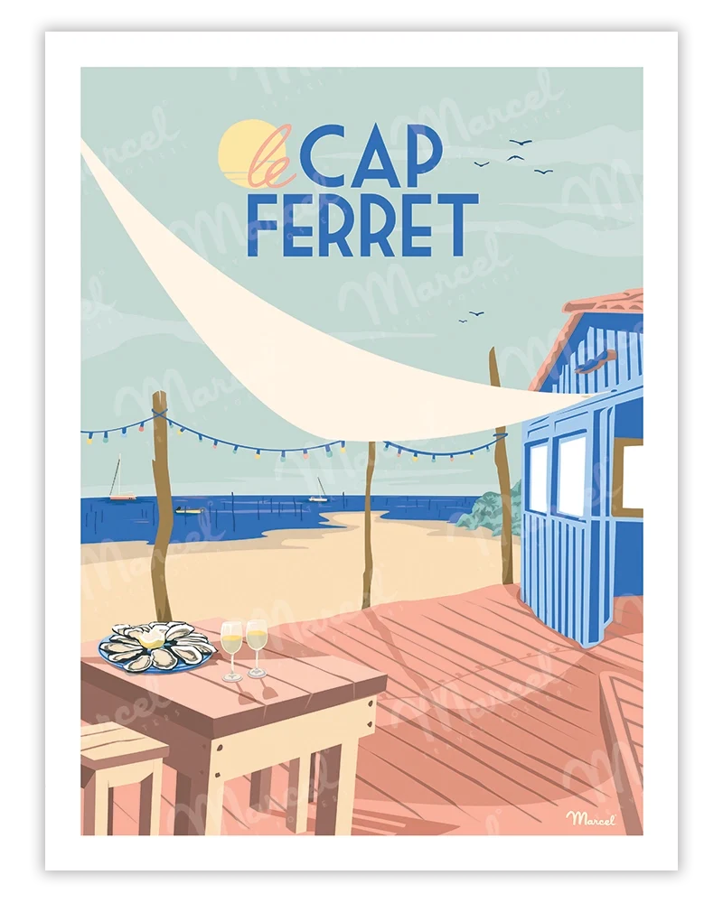 Affiche CAP FERRET "Cabane à Huîtres"