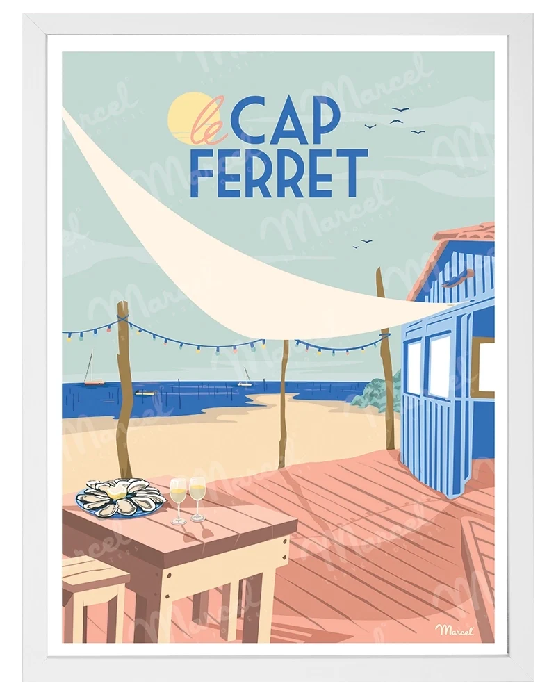 Affiche CAP FERRET "Cabane à Huîtres"