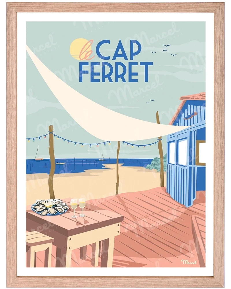 Affiche CAP FERRET "Cabane à Huîtres"