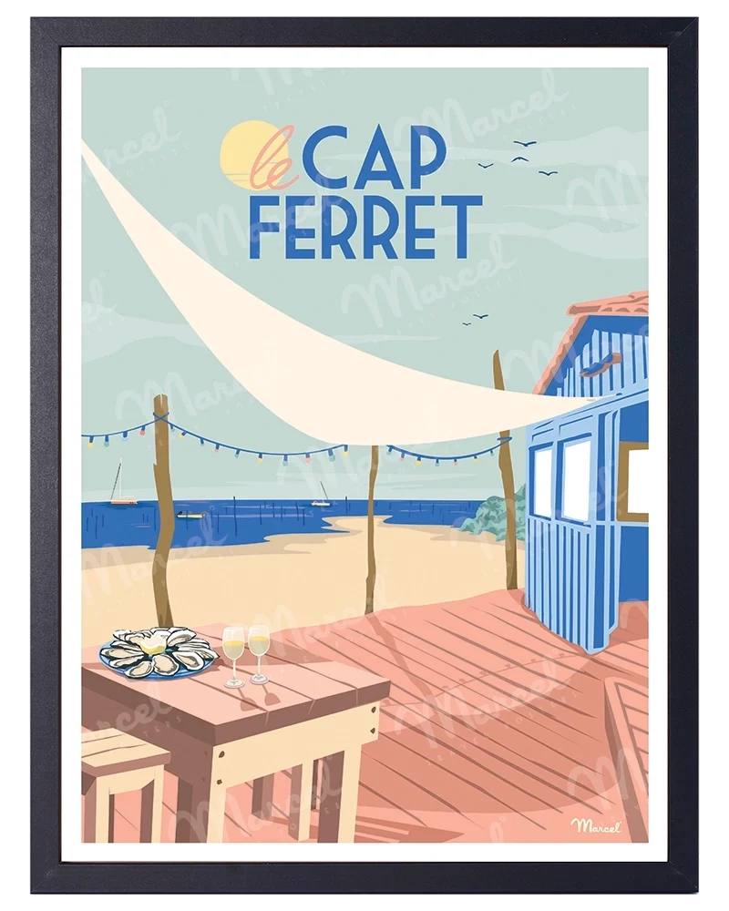 Affiche CAP FERRET "Cabane à Huîtres"