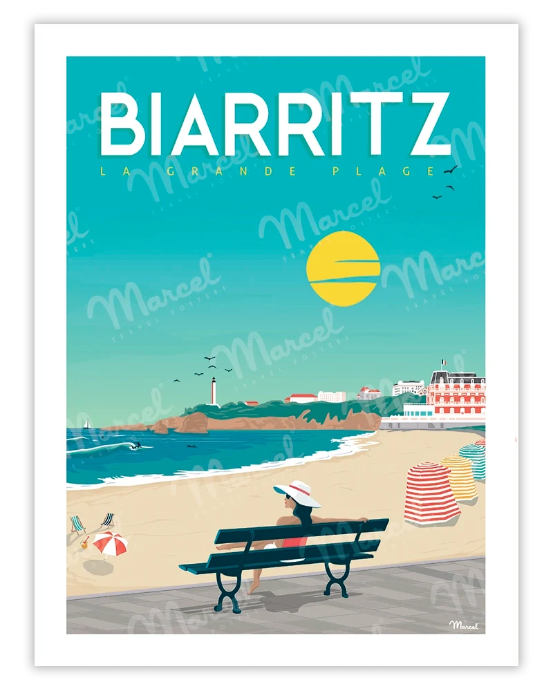 Affiche BIARRITZ "Vacances à la Grande Plage"