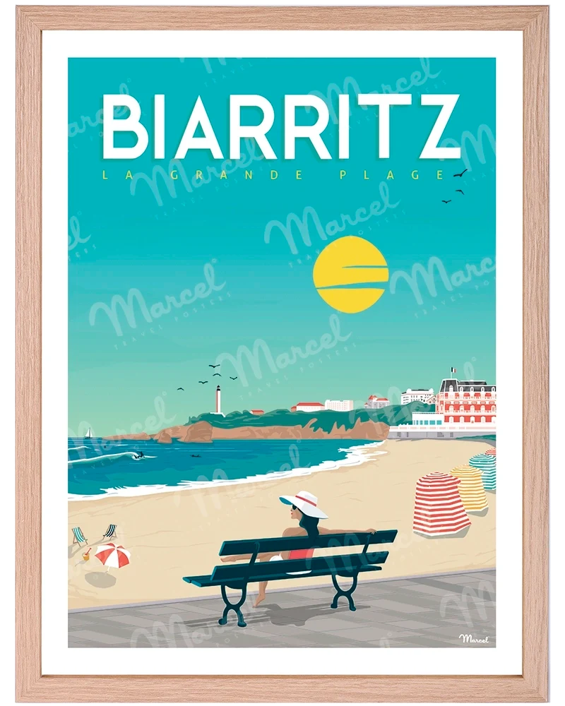 Affiche BIARRITZ "Vacances à la Grande Plage"