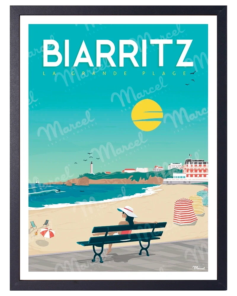 Affiche BIARRITZ "Vacances à la Grande Plage"