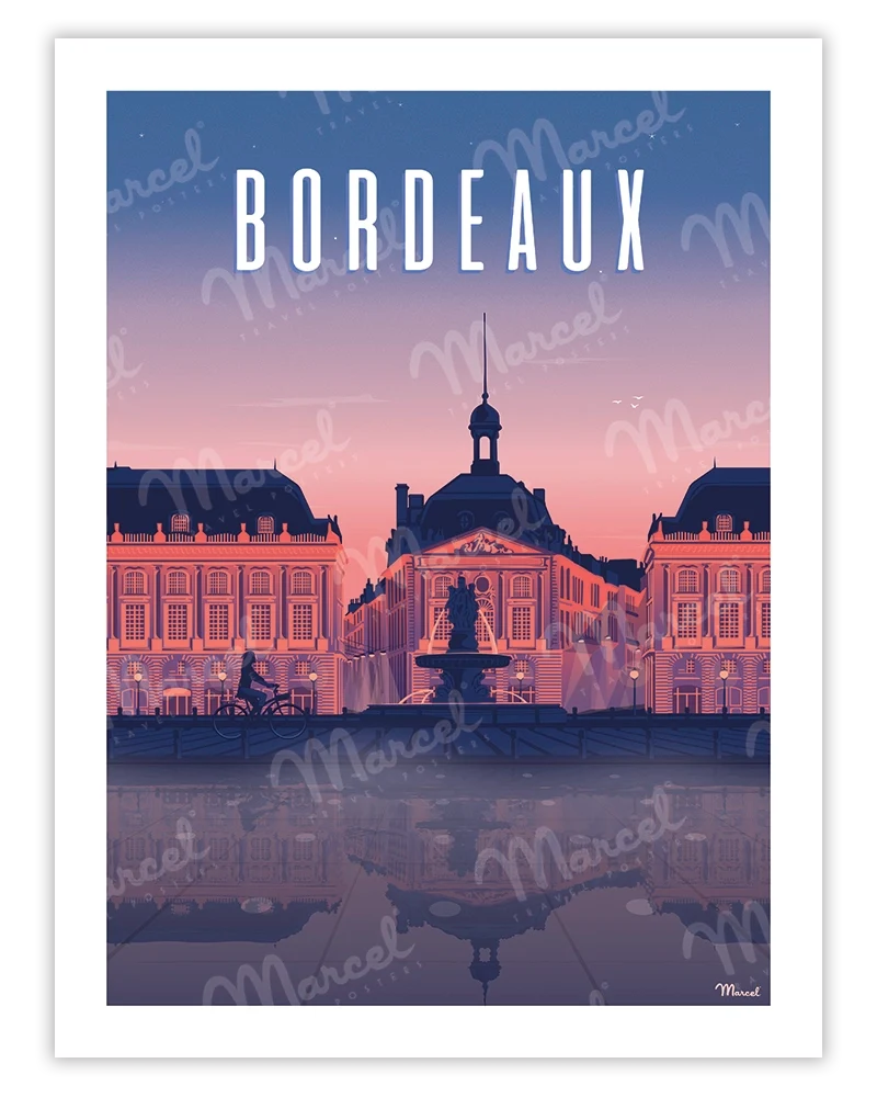 Affiche BORDEAUX "Place de la Bourse By Night"