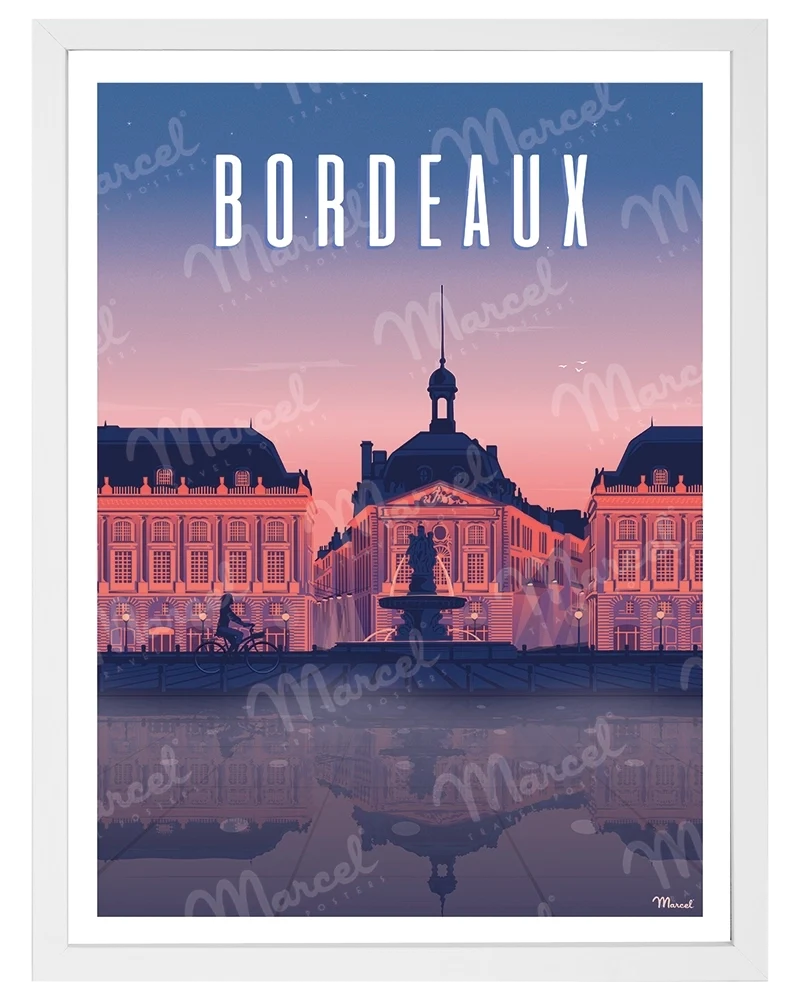 Affiche BORDEAUX "Place de la Bourse By Night"