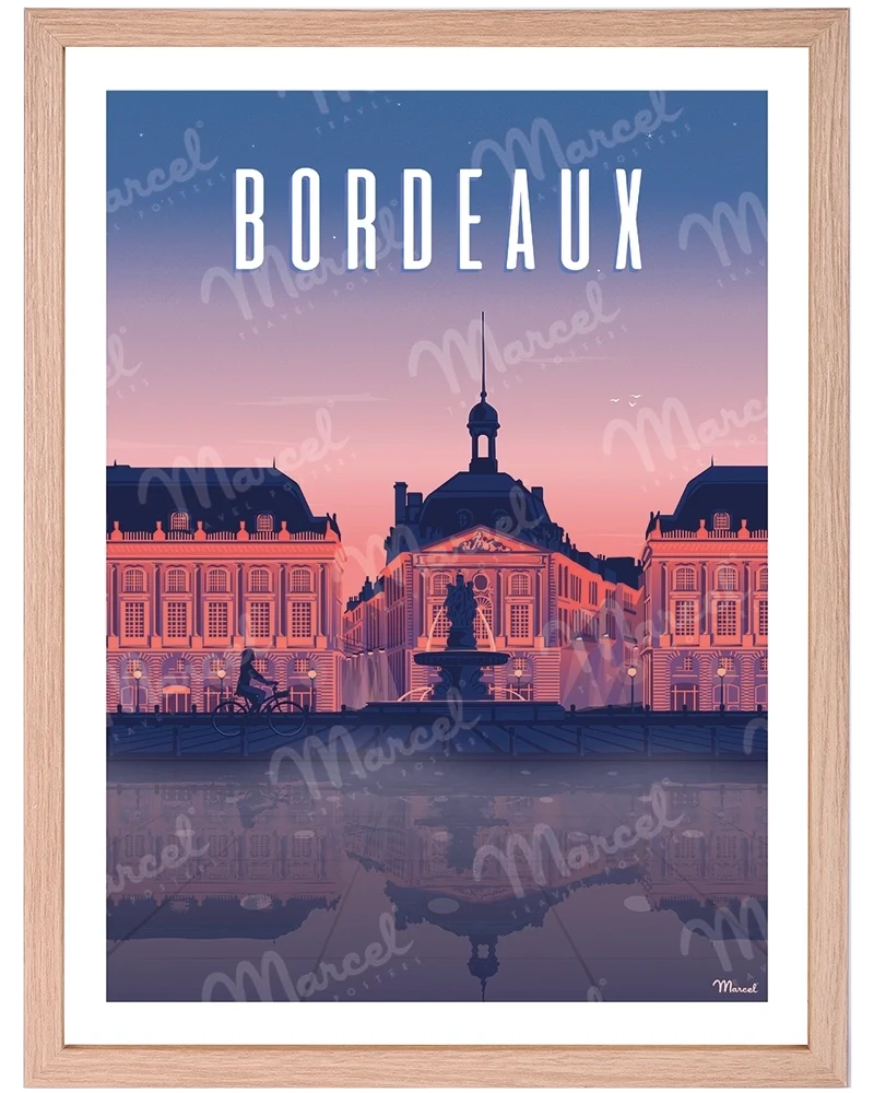 Affiche BORDEAUX "Place de la Bourse By Night"