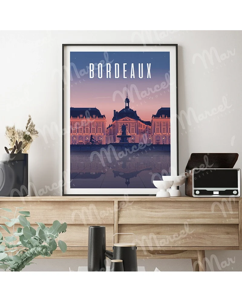 Affiche BORDEAUX "Place de la Bourse By Night"