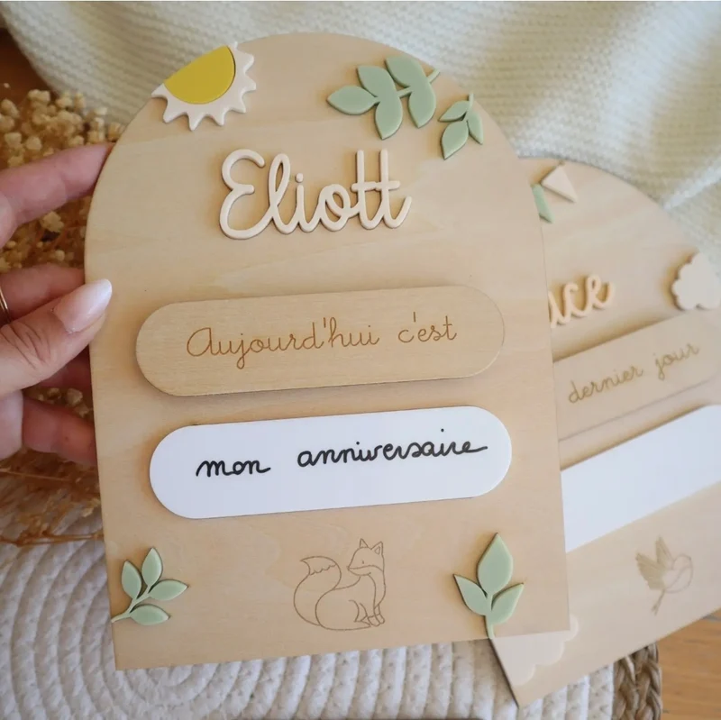Pancarte rentrée scolaire / évènement - Modèle feuillages - Couleurs et animal au choix