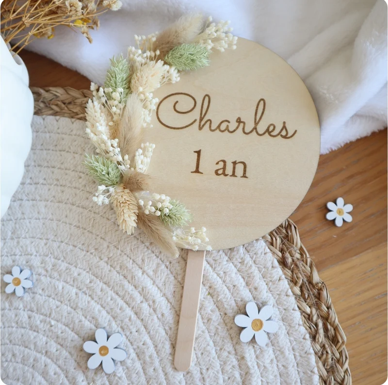 Cake-topper fleurs séchées - Sauge & Nature