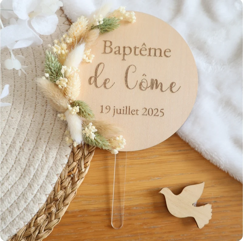 Cake-topper fleurs séchées - Vert & Nature
