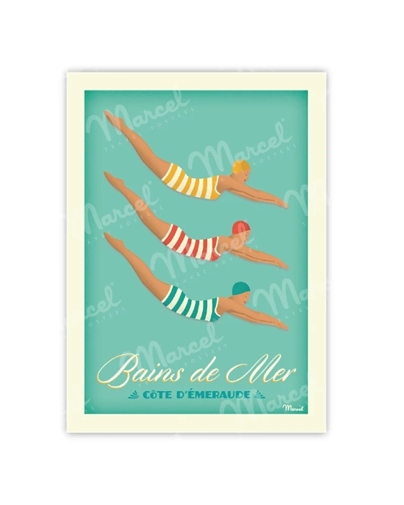 Carte Postale CÔTE D'ÉMERAUDE "Bains de Mer"