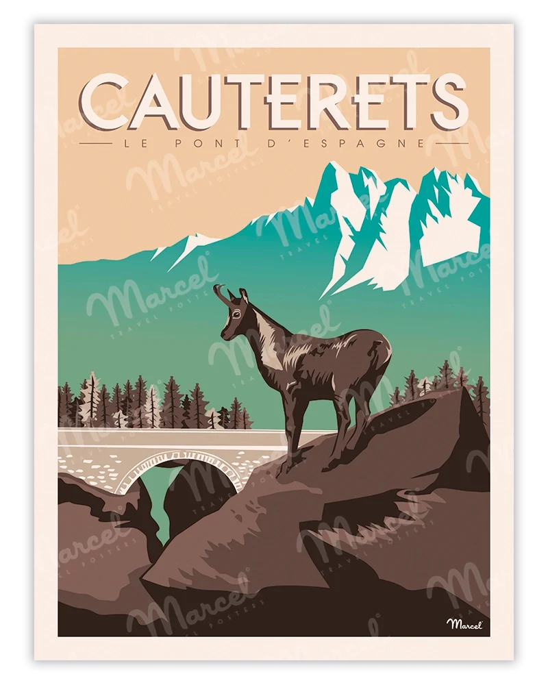 Affiche CAUTERETS "Le Pont d'Espagne"