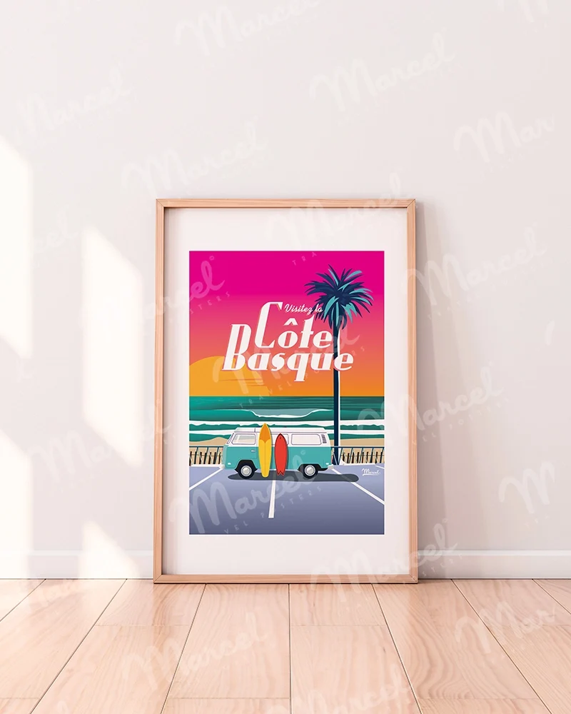 Affiche CÔTE BASQUE "Van Sunset"