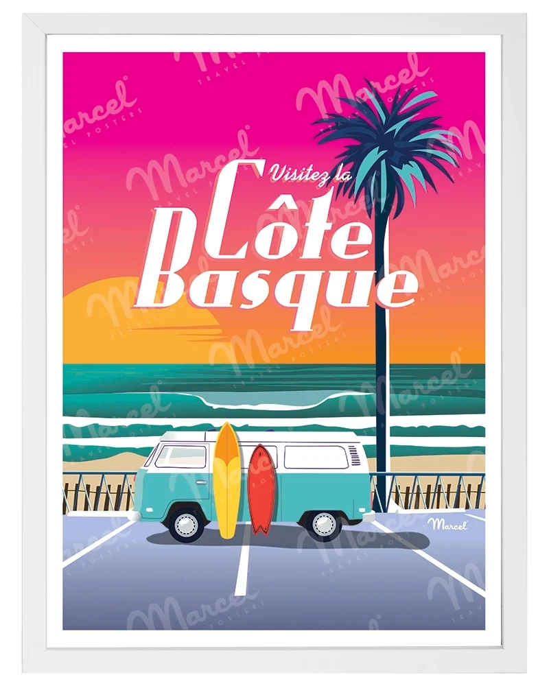 Affiche CÔTE BASQUE "Van Sunset"