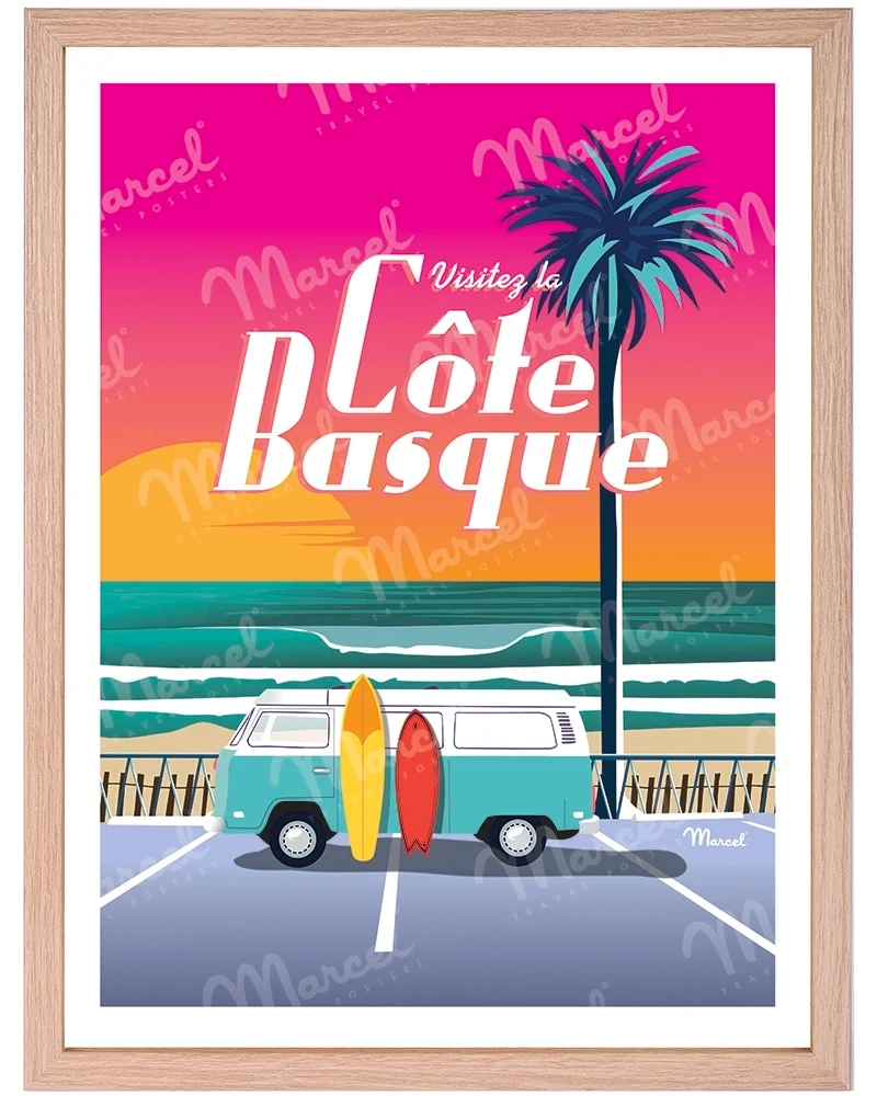 Affiche CÔTE BASQUE "Van Sunset"