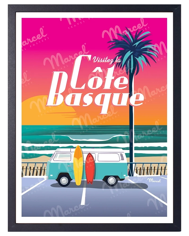 Affiche CÔTE BASQUE "Van Sunset"