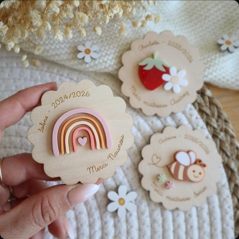 Magnet coloré - Cadeau maîtresse, nounou, Atsem..