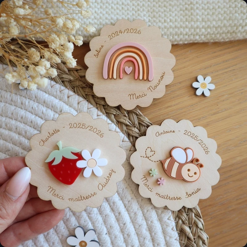 Magnet coloré - Cadeau maîtresse, nounou, Atsem..