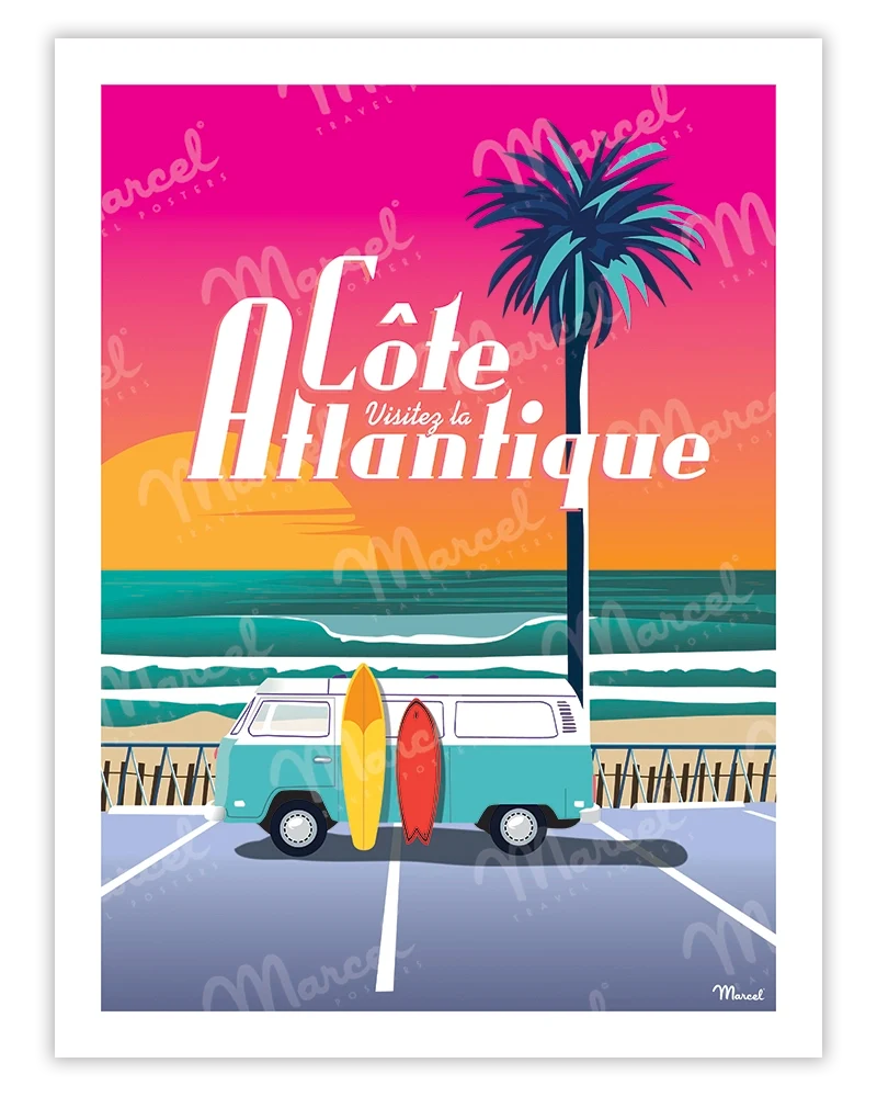 Affiche CÔTE ATLANTIQUE "Van Sunset"