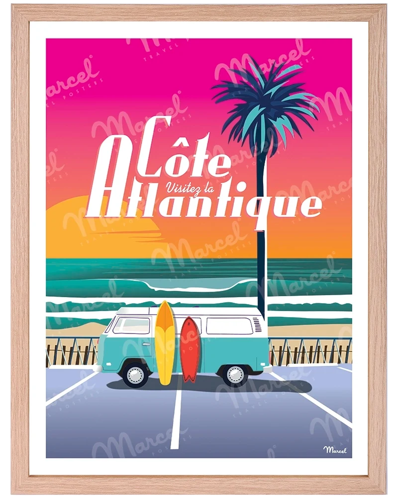 Affiche CÔTE ATLANTIQUE "Van Sunset"