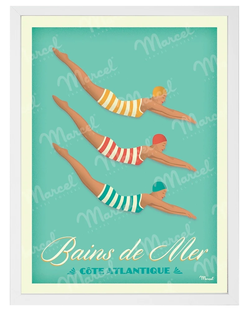Affiche CÔTE ATLANTIQUE "Bains de Mer"