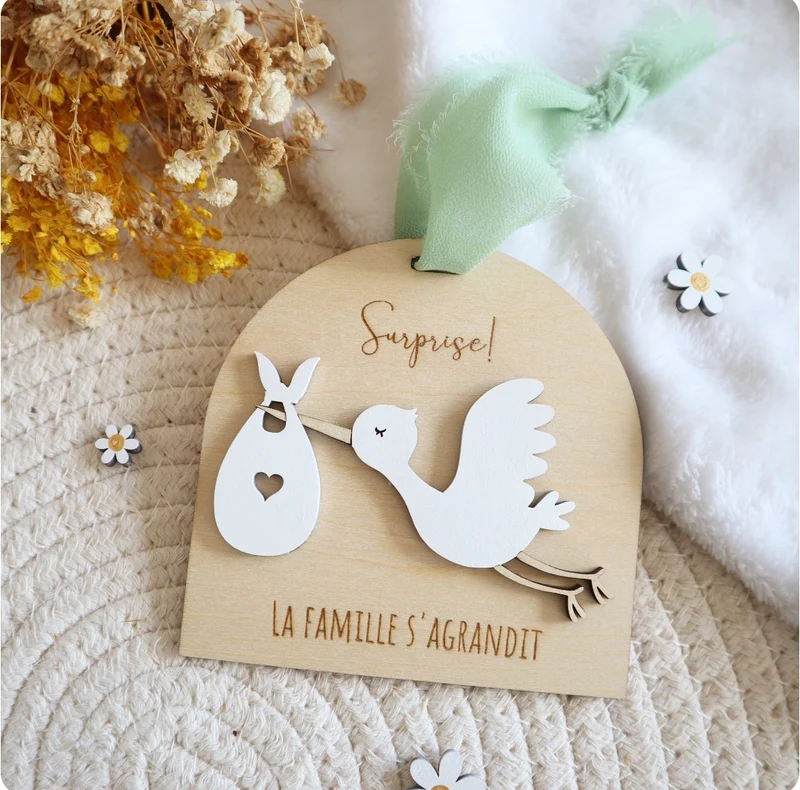 Médaillon Cigogne - Annonce grossesse