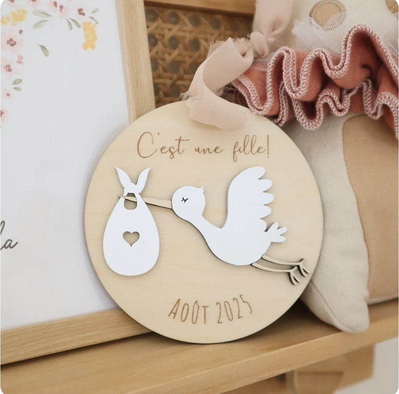 Médaillon Cigogne - Annonce grossesse
