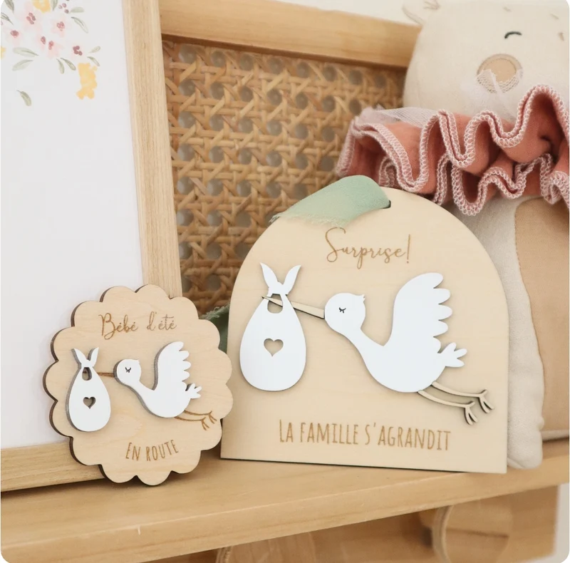 Médaillon Cigogne - Annonce grossesse