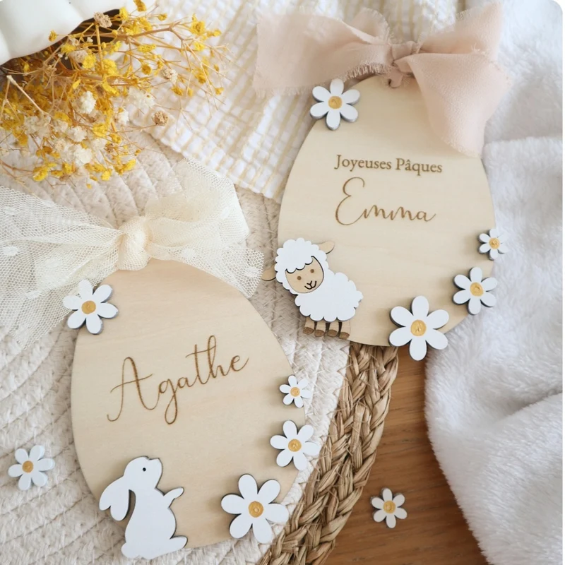Œuf de Pâques "Marguerite" à personnaliser - options au choix