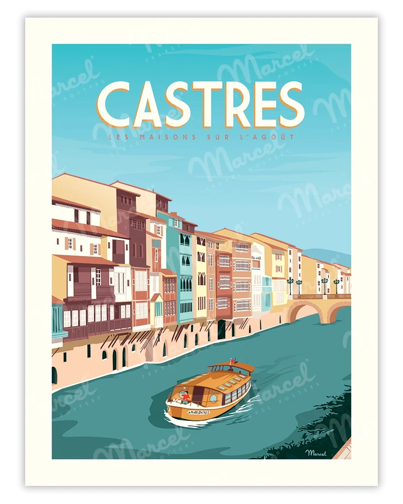 Affiche CASTRES "Les Maisons sur l'Agoût"