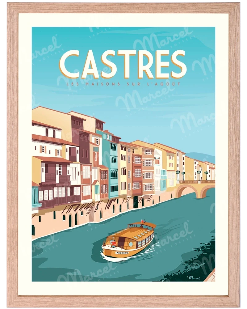 Affiche CASTRES "Les Maisons sur l'Agoût"