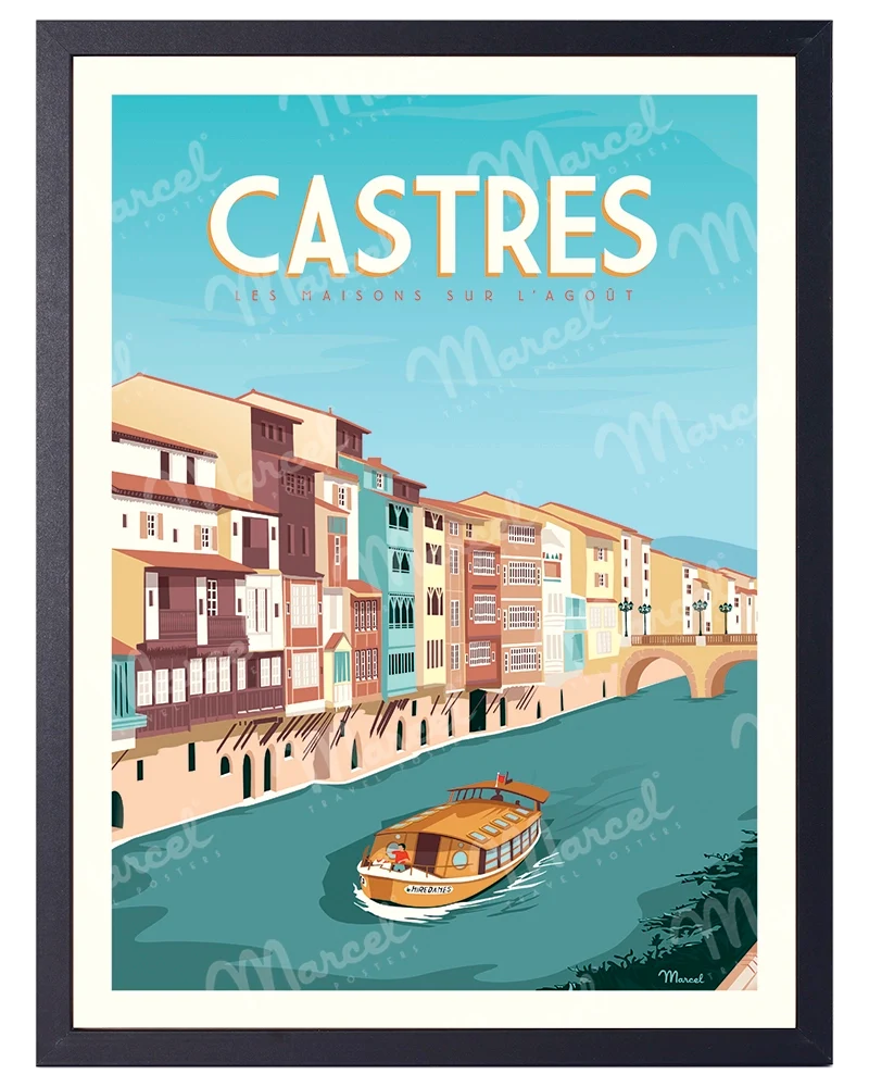 Affiche CASTRES "Les Maisons sur l'Agoût"