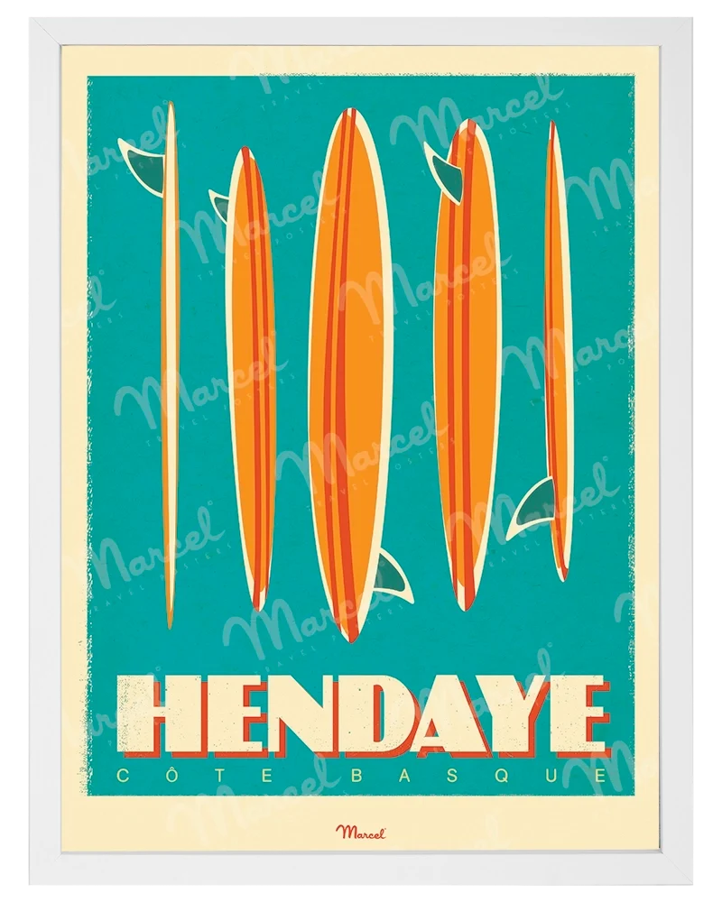 Affiche HENDAYE "Surfboards"